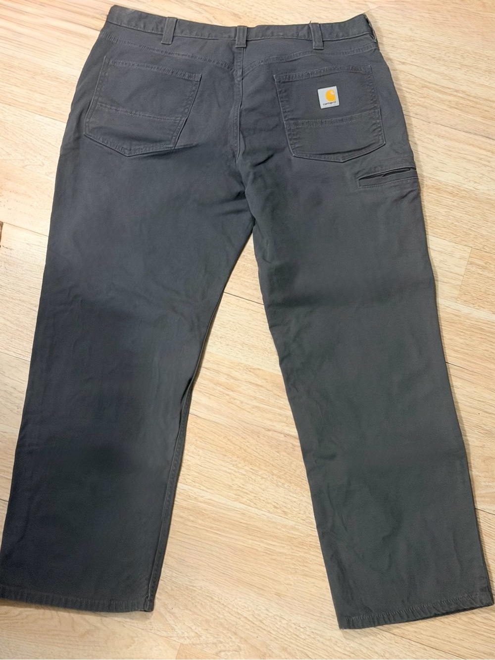 Carhartt Charcoal Straight-Leg Work Pants with Logo Patch